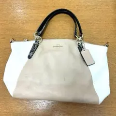 COACH ショルダーバッグ バイカラー　パイソン柄ハンドル