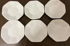 匿名希望 白い八角形の陶器小皿 6枚セット