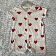 【1回着用】PETIT BATERU 半袖ロンパース ハート 67cm