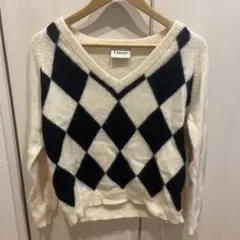 Ganni ダイヤモンド柄ニットセーター S