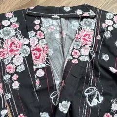 UNIQLO　浴衣　薔薇/蝶/ストライプ柄　単品　ブラック　153〜166cmのサムネイル
