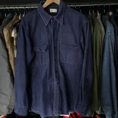 70S L.L.Bean 筆記体タグ シャモアクロスシャツ XL ネイビー