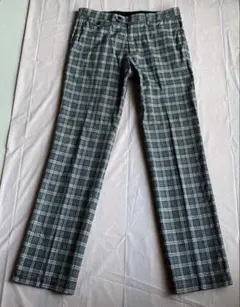 ユニクロ メンズ スラックス パンツ グレー チェック W82
