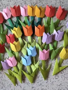 花束 チューリップ 折り紙 ハンドメイド 20個 リボン プレゼント
