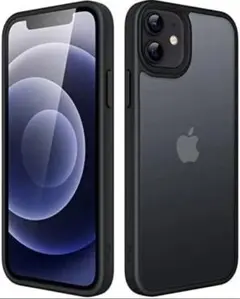 iPhone 12/12 Pro ケース 半透明 衝撃吸収 マット感 ブラック