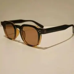 【RISE】サングラス 度なしブラウンUV ボストンウェリントン クラウンパント