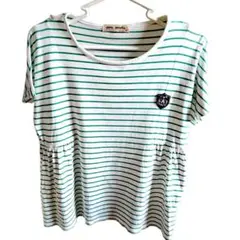 ポンポネットジュニア　M　グリーンボーダーＴシャツ　ナルミヤ・インターナショナル