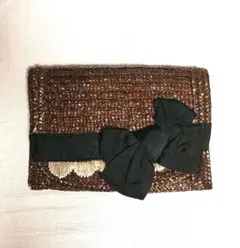 裏地付きジュート素材クラッチバッグ