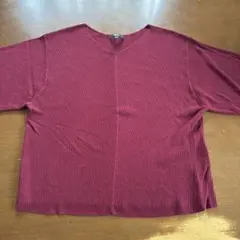 UNIQLO バーガンディ 五分袖ニット M