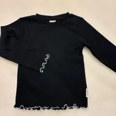 ブラックリブ編み長袖カットソー