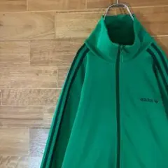美品　adidas トラックジャケット　ジャージ　刺繍　ハイネック　緑　L〜XL