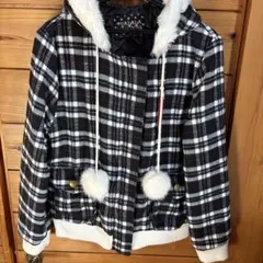TRALALA チェック柄ジャケットフード付き