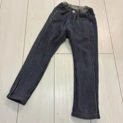 ストライプ ロングパンツ ゴムウエスト　裏起毛