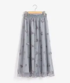 MAJESTIC LEGON エンブロイダリーチュールスカート S グレー