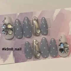 現品　ネイルチップ　ウィッシュコア　ドット y2k ブルー　チーク　白　四葉