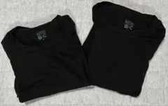 【美品】極暖ヒートテックカシミヤブレンドクルーネックT/9分袖 黒M 2枚セット
