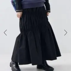 フリークスストア　アシメ ギャザースカート　ブラック　ロングスカート