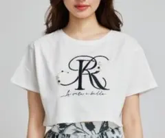 rienda ロゴ入りクロップドTシャツのサムネイル