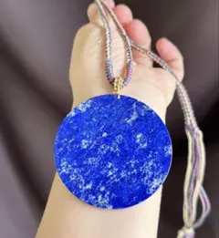 天然石 ラピスラズリ丸札のネックレス（番号A4747）