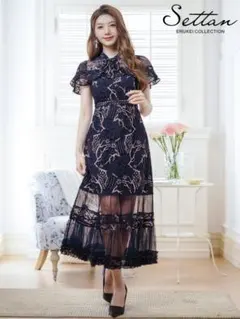 ERUKEI LK エルケイドレス/SETTAN 総レースミディアムワンピース