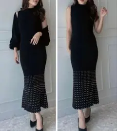 eimy istoire パールラインマーメイドワンピース　ノースリーブ