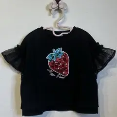 新品　メゾピアノ　Bigイチゴ袖フリル　半袖Tシャツ　黒　110cm