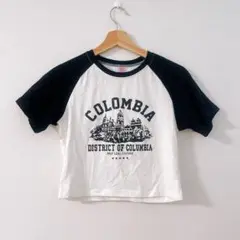 ロゴTシャツ へそ出し 半袖 Tシャツ 白 黒 Mサイズ 夏 サマー 短め