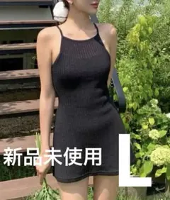 新品未使用【体型カバー】インパン付きワッフル透かし編み ２点セットワンピース水着のサムネイル