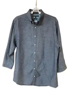 【良品】トミーヒルフィガー 綿麻 7分袖シャツ (L)