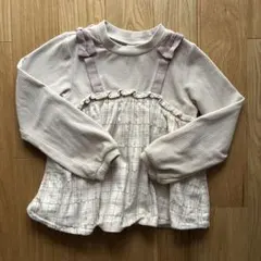 リボン付き長袖カットソー ベージュ