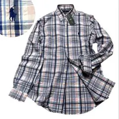 【新品タグ付】ポロラルフローレン マドラスチェックシャツ ピンク×紺 L相当