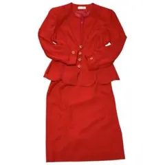 ⭐️新品⭐️ヴィンテージレトロセットアップレッド真っ赤昭和レトロ金ボタンバブリー