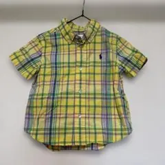 Ralph Laurenイエロー系チェック柄 半袖シャツ