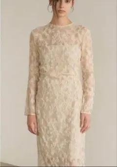 CLANE FLOWERJACQUARD WAISTDRAPE ONEPIECEのサムネイル
