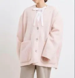 Merci様専用＊yori モヘア シャギージャケット ピンク　ノーカラー