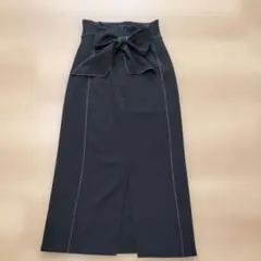 FRIFUL ブラック リボン付きタイトスカート スリット入 L