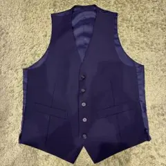 ネイビー フォーマルベスト 5つボタン