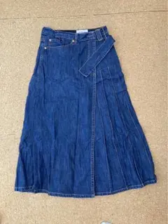 美品◇BEAMS BOY◇ラップ プリーツ デニムスカート◇インディゴ◇2