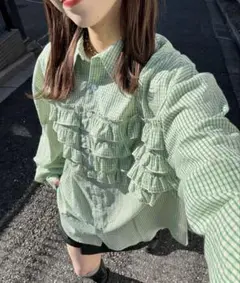 最終値下げ　CIAOPANIC フリルドッキングオーバーシャツ　シアー