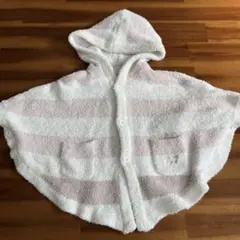 piqué ベビーポンチョ 80-90 ホワイト・ピンクストライプ