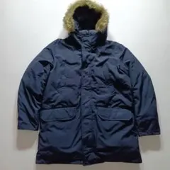 極美品✨ UNIQLO ハイブリット ダウンコート ファー ネイビー　XL
