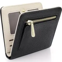 本革 レディース 財布 二つ折り ミニ財布 スキミング防止 ミニウォレット 黒