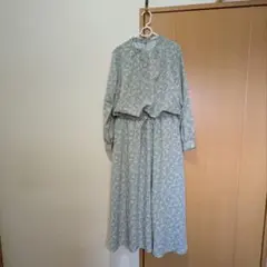 Honeys　GLACIER　Lサイズ　ハイネックワンピース　花柄　グリーン