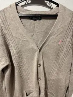 ベージュ Vネックニットカーディガン　 イーストボーイ