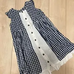 ノースリーブ ギンガムチェック ワンピース　120 レース　ピケット