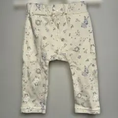 Cottoli ベビー パンツ 80cm クリーム色 ウサギと花のプリント