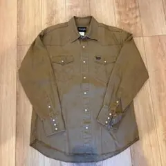 【極美品】Wrangler ラングラー ダック地 ウエスタンシャツ ブラウンのサムネイル