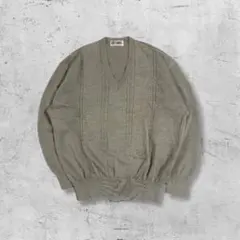 Vネックニット 日本製 麻混 刺繍ロゴ ゴルフ 古着ゴルフ スポーツ レトロ