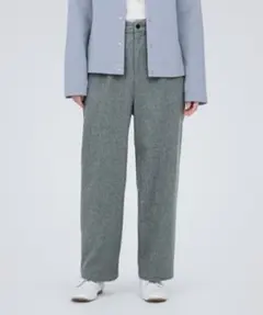 未使用　無印良品 縦横ストレッチ 起毛 タックパンツ グレー L