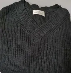 Monsieur NICOL ブラック Vネック長袖ニット